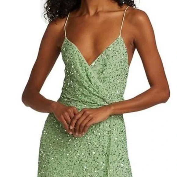 Alice and Olivia green sequin dress
